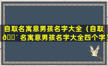 自取名寓意男孩名字大全（自取 🐴 名寓意男孩名字大全四个字）